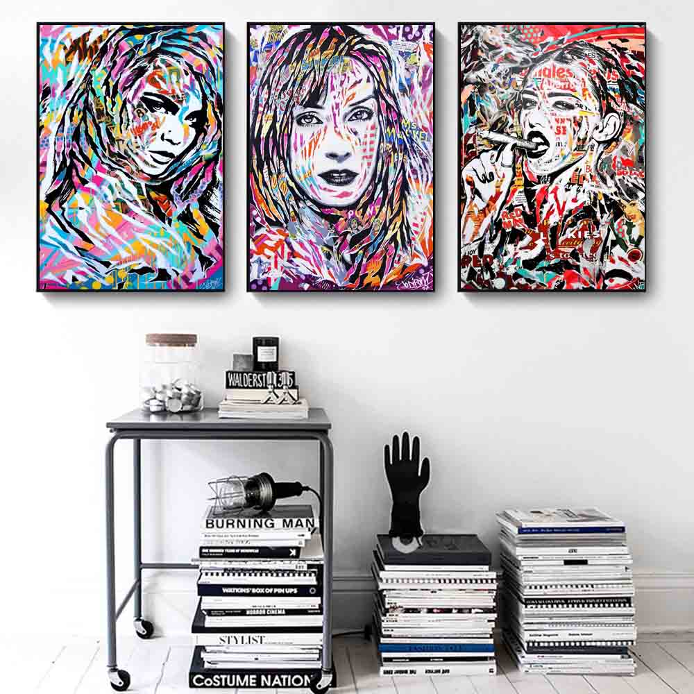 Nowy Graffiti art abstrakcyjna figura na płótnie malarstwo kultura uliczna wall art kobiety kolor plakat biuro salon home decoration mural bez ramki!