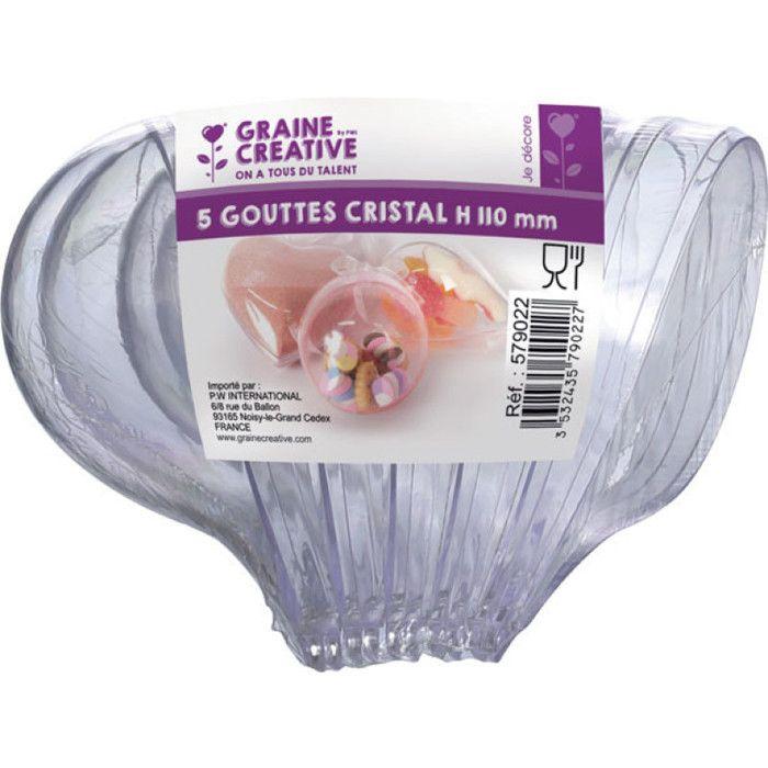 Boule décorative - Lot de 5 - Plastique cristal - 11 cm - Transparent - Contact alimentaire