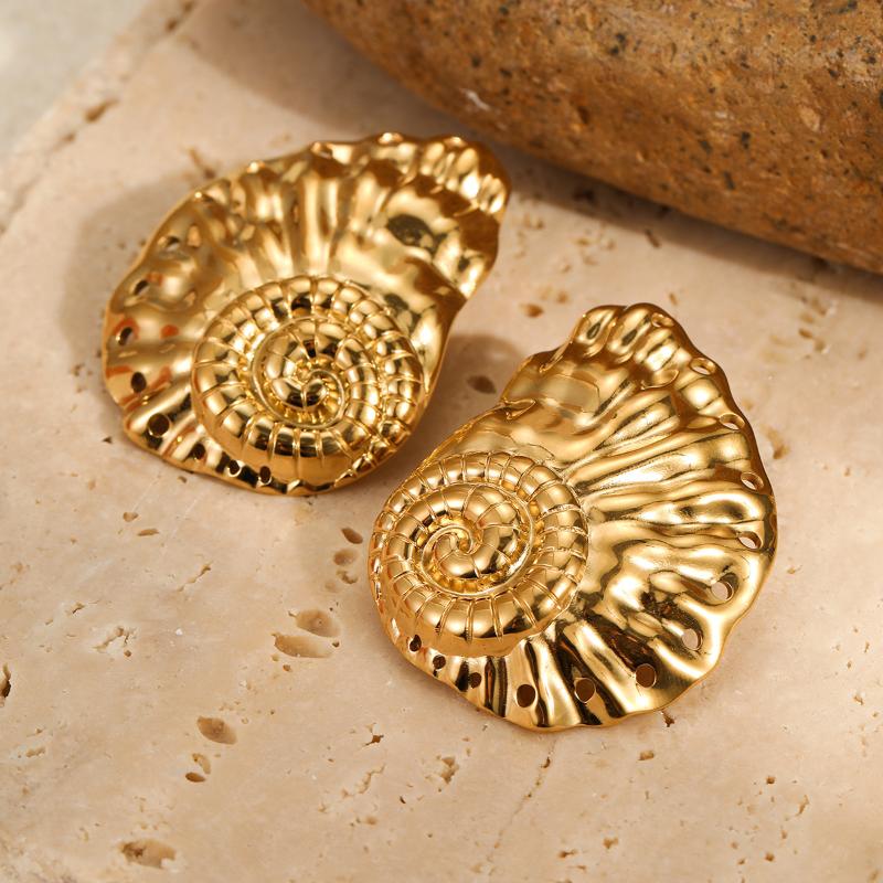 Women's Gold Plated Conch Shell Earrings Non Fade Bohemian Beach Jewelry for Outdoor Gathering Daily Casual Wear