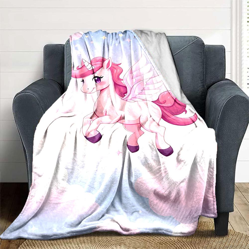 1pc Unicorn Fantasy blanket Lightweight Flannel Throw for Sofa Bed Travel Camping Livingroom Office Couch Chair