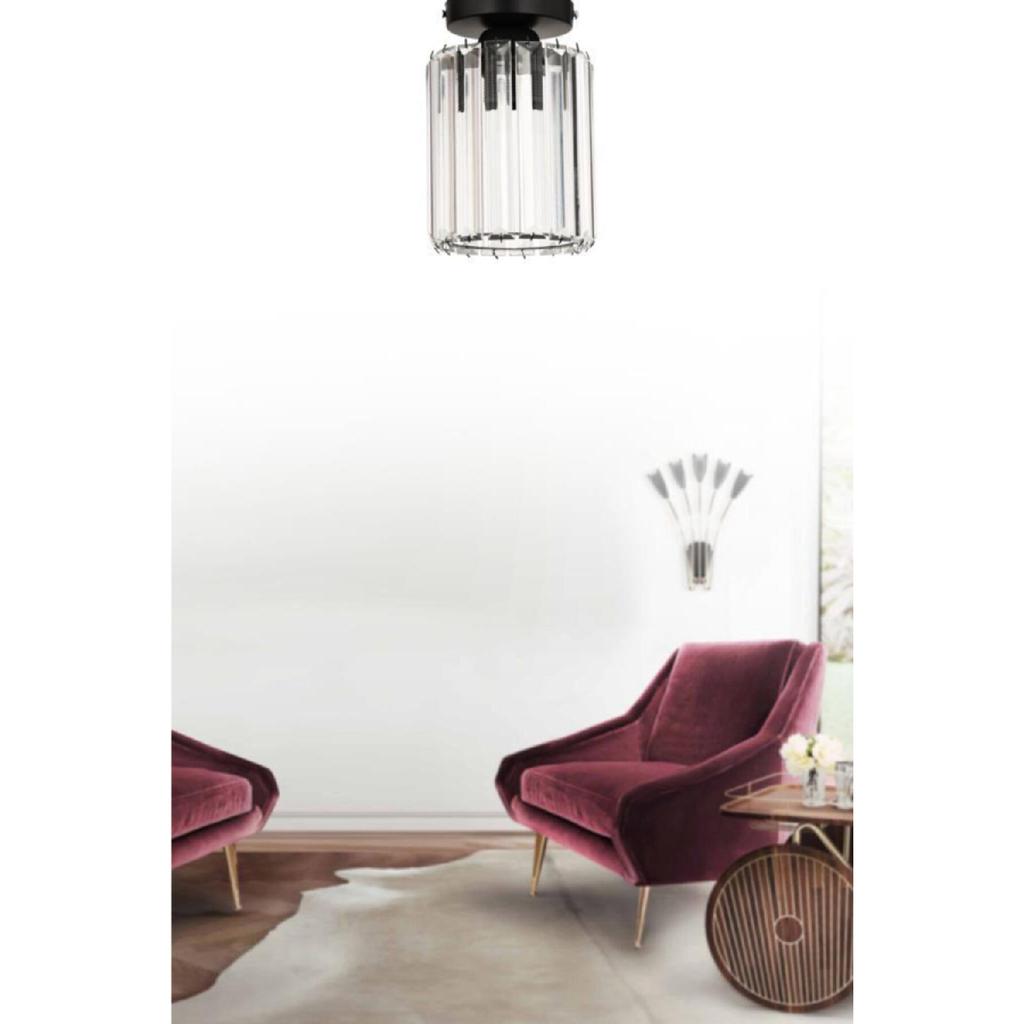 Plafonier Candelabru din piatră de un singur cristal de argint