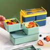 1pc Bento Boxes, Portable Double-layer Lunch Box With Cutlery And Lid, Reusable Food Storage Container, For Students, Travelers And Office Workers