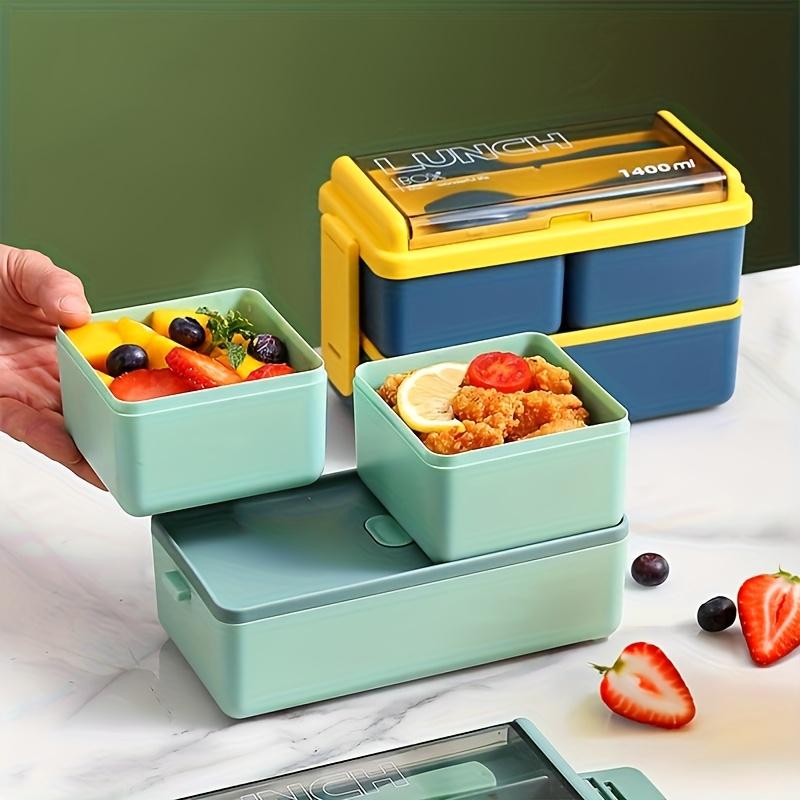 1pc Bento Boxes, Portable Double-layer Lunch Box With Cutlery And Lid, Reusable Food Storage Container, For Students, Travelers And Office Workers