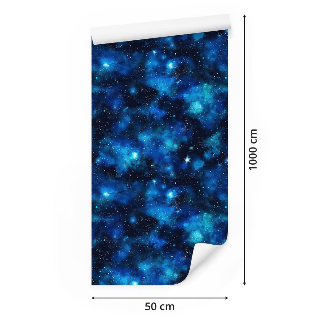 Watercolor Galaxy Wallpaper Harmonious Arrangement, Navy Blue 50x1000