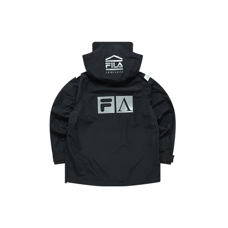 Fila Fusion Aries Collaboration Logo Casual Loose Sports Woven Hooded Jacket Autumn Unisex Jackets Deep-Black T11U218704F-BK