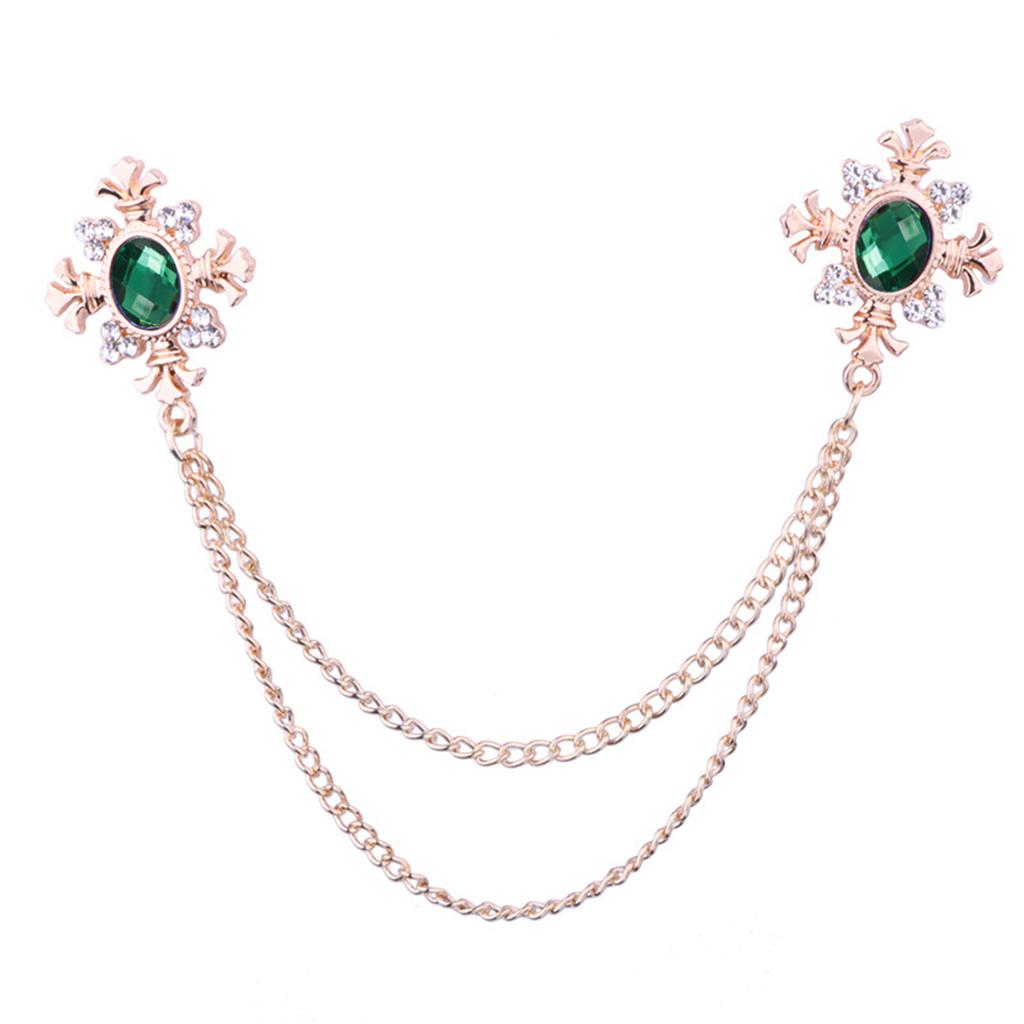 Elegant Tassel Rhinestone Cross Collar Pin For Shirts Fashionable Enthusiasts Suit Shirt Collar Brooch Trendy Jewelry