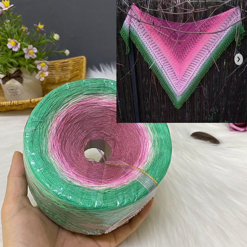 300g Pure Cotton Cake Thread Gradient Long Section Dyed No. 8 Lace Thread for DIY Hand-knitted Shawl Short-sleeved Skirt Blanket