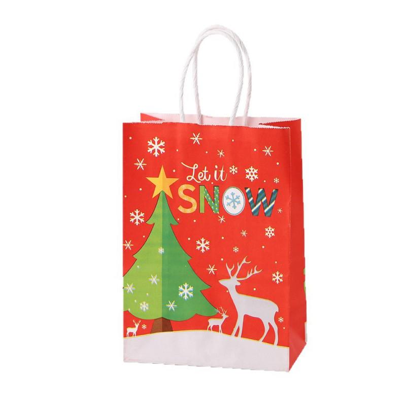 Kraft Paper Gift Bags Kids Christmas Candy Treats Halloween Party Favors Handheld Carrier