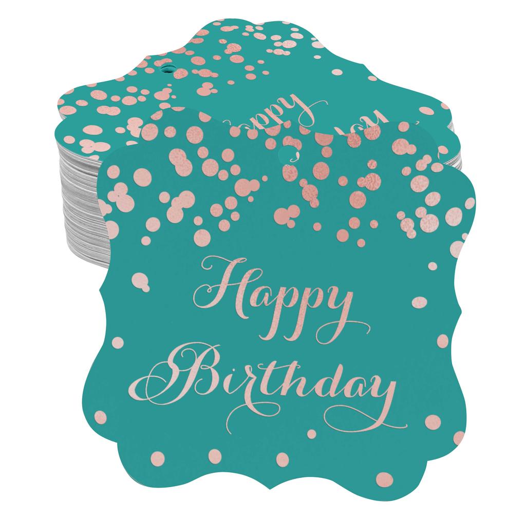 Inkdotpot Real Gold Foil Bracket Shape Paper Hang Tags Happy Birthday Favor Tags Pack Of