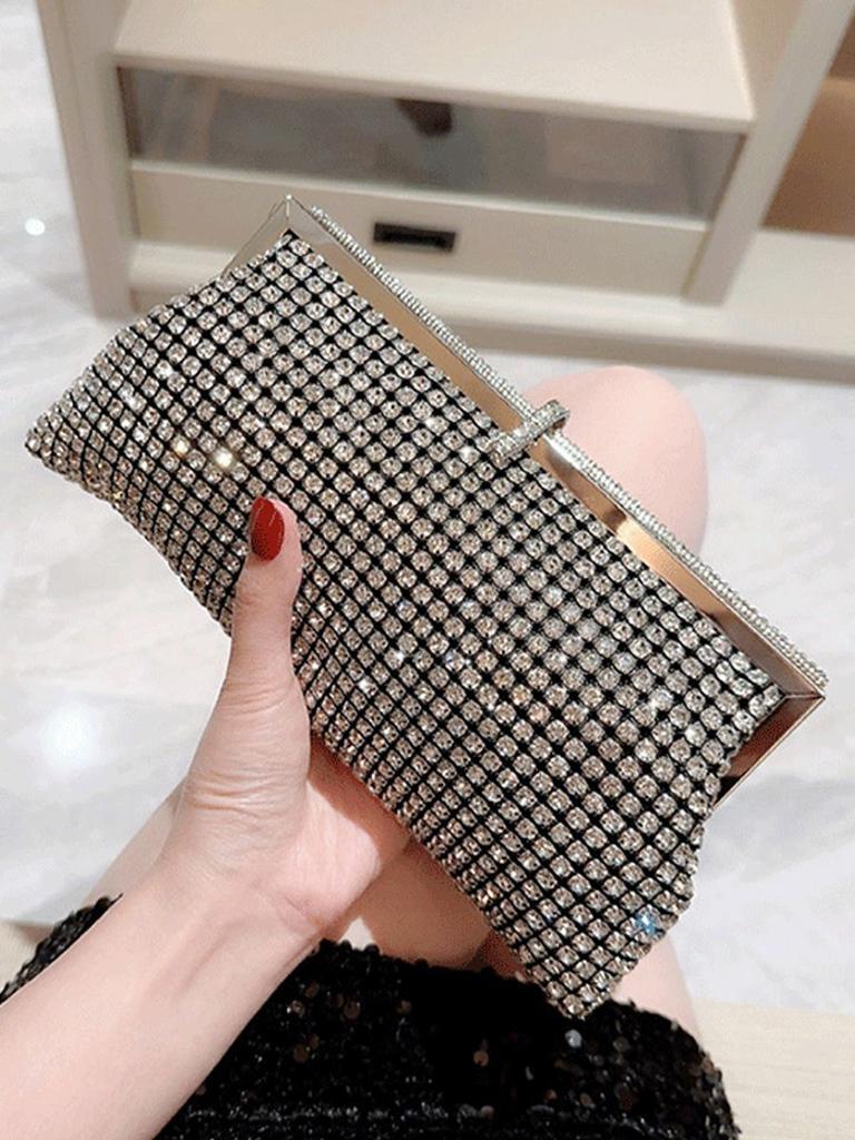 2026 Dinner bag handmade rhinestone button evening bag clutch bag banquet bag diamond dinner bag