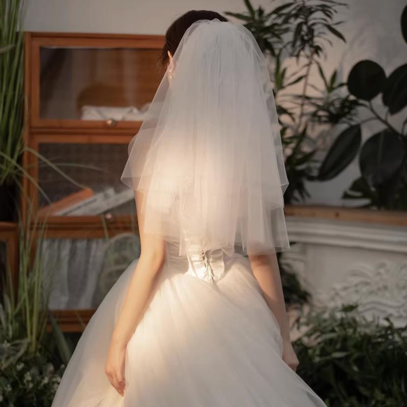 2025 Ethereal Korean Style Bridal Wedding Veil - Simple & Elegant Tulle Design
