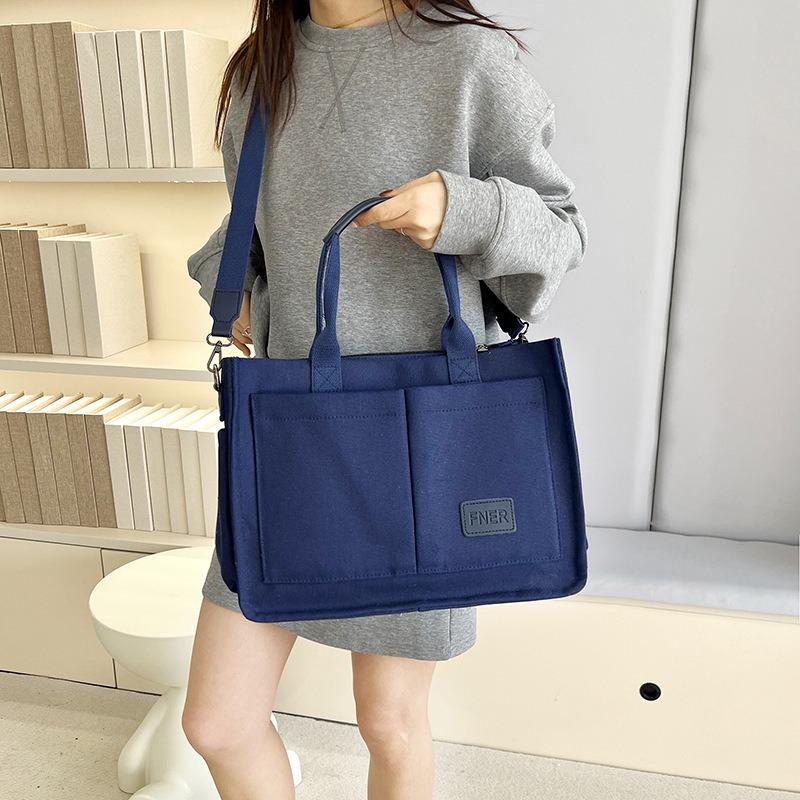 Large-capacity Bag Women's Spring and Summer Versatile New Canvas Shoulder Messenger Bag Class Commuter Tote Bag