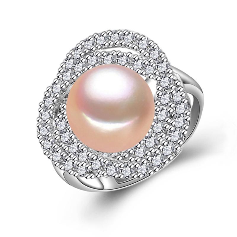 FEEYOO Natural Freshwater Pearl Rings For Women Girls Classic Adjustable Size Ring Party Jewelry