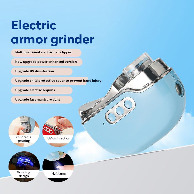 

Автоматическая электрическая машинка для стрижки ногтей 4 в 1 с быстросохнущей УФ-лампой для ногтей, кусачки для ногтей на ногах, шлифовальная машинка, триммер, инструменты для маникюра и полировки синий