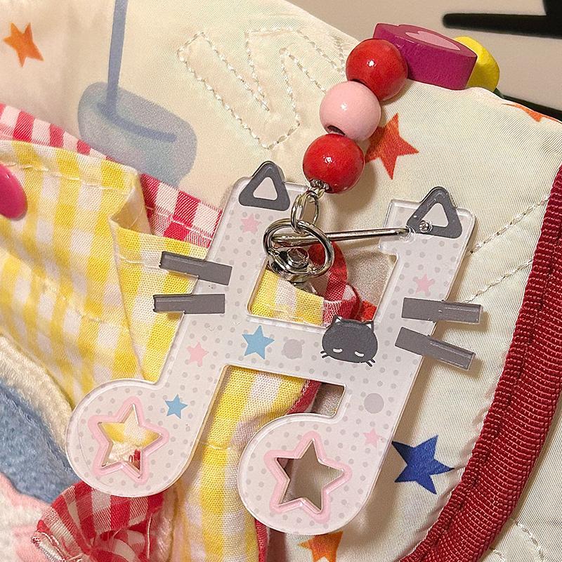 Cartoon Cute Musical Notes Carabiner Acrylic Keychain Pendant Creative Backpack Hanging Decoration Accessories Holiday Gifts
