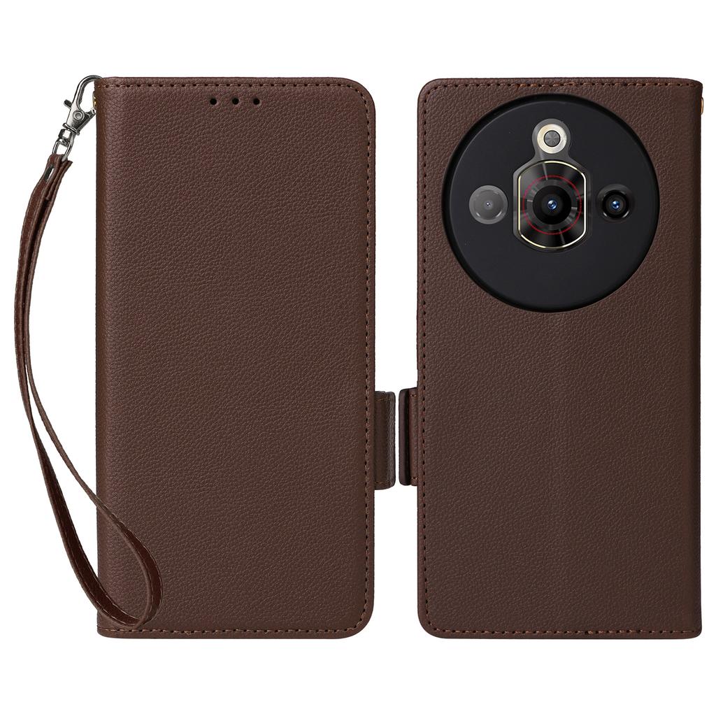For ZTE nubia Focus Pro Case with Wrist Strap Litchi Texture PU Leather Wallet Phone Cover