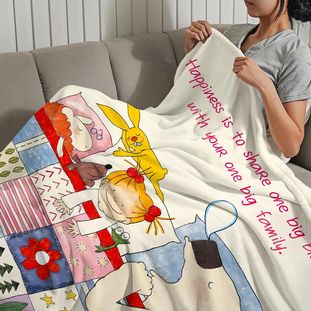 Cute Cartoon Funny Girl Art C-coco Chan Flannel Warm Comfort Soft Plush Blanket for Sofa Living Room Office Bedroom Travel Gift