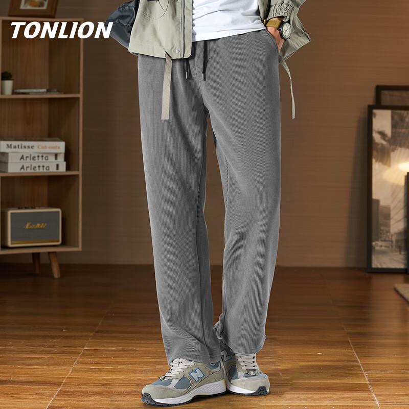 TonLion Men's Fleece-Lined Straight-Leg Casual Pants