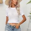 GMXIA Women's Fashion Casual Solid Color Print Summer Spring Sleeveless O-Neck Knitted Short Sleeves