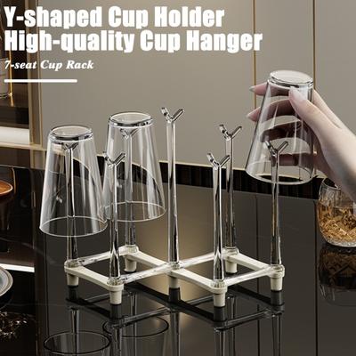 Retractable Cup Holder Rack Plastic Non-slip Bottom Mug Tree Stand for Draining