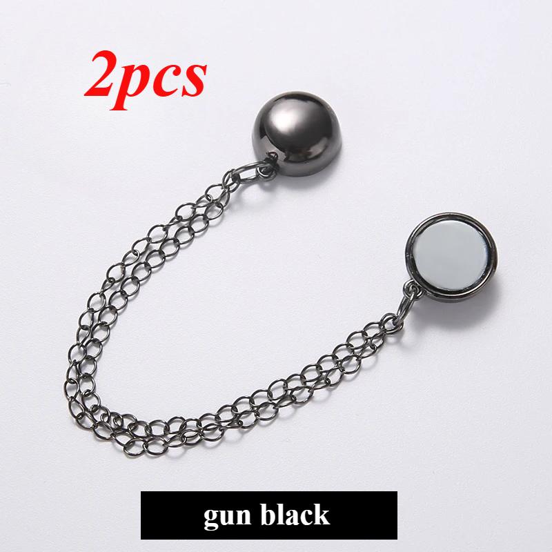 

Multi-Function Magnetic Clothing Clip with Chain Metal Buttons Clip Clothes Scarf Trouser Legs Cuff Fixing Magnet Pin Decor
