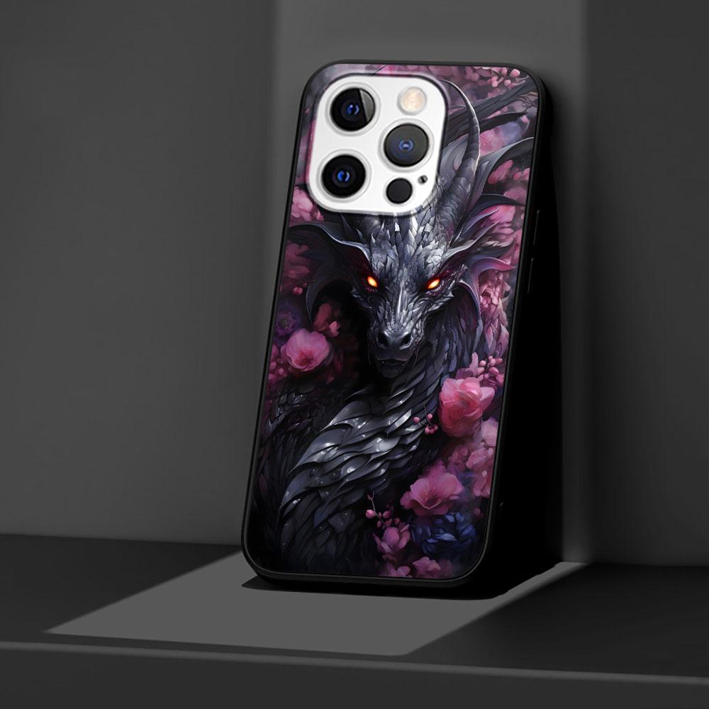 Cartoon Dragon Case for Apple iPhone 14 11 7 SE 2020 8 X XS 13 12 Mini XR 15 Pro Max Silicone Black Soft Phone Cover