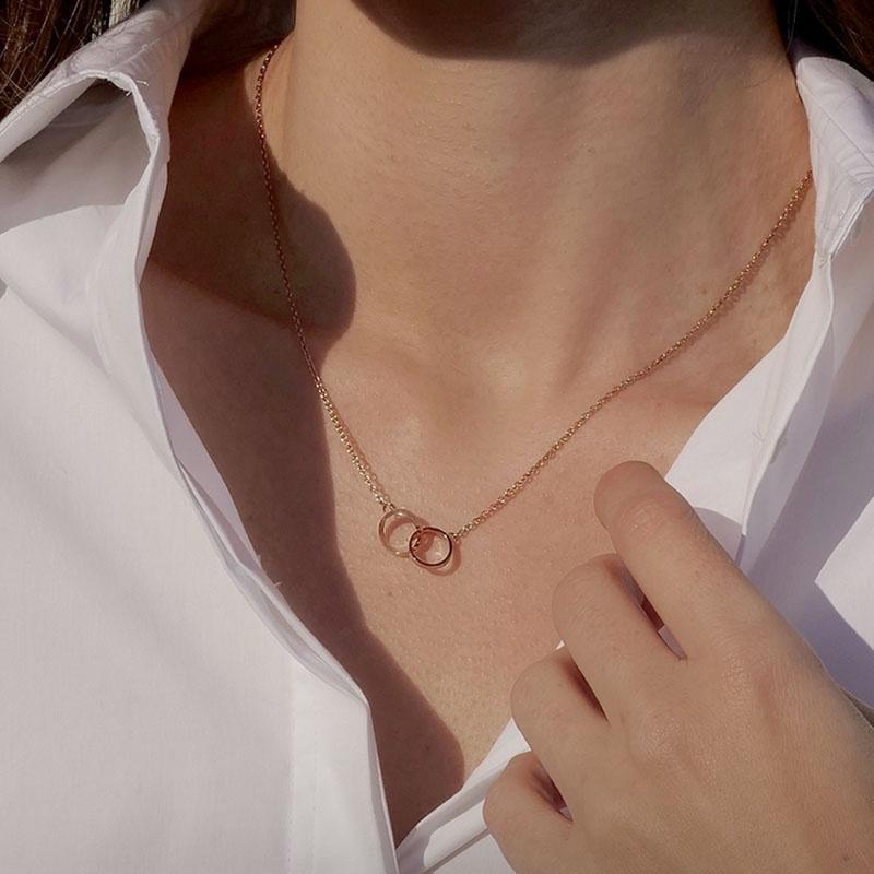 DANIEL WELLINGTON Clavicle Chain Texture Ring, Gilded Luster, Alloy Necklace, Same Style for Men and Women, Couple Model, Rose Gold N158N166