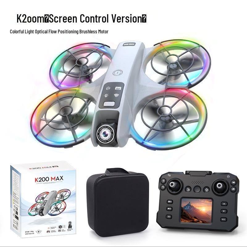 K200 Drone: Brushless, Screen-Integrated, Optical-Flow Positioning, Color Lights, Fully Protected Remote-Controlled Aircraft.