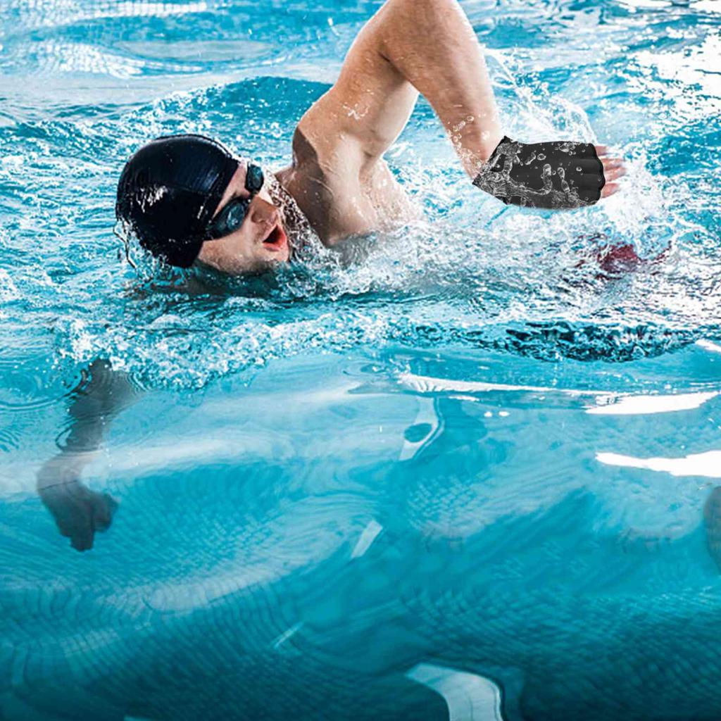 Neoprene Swimming Gloves Webbed Fitness Water Resistance Training Gloves with Adjustable Wrist Strap Diving Swim