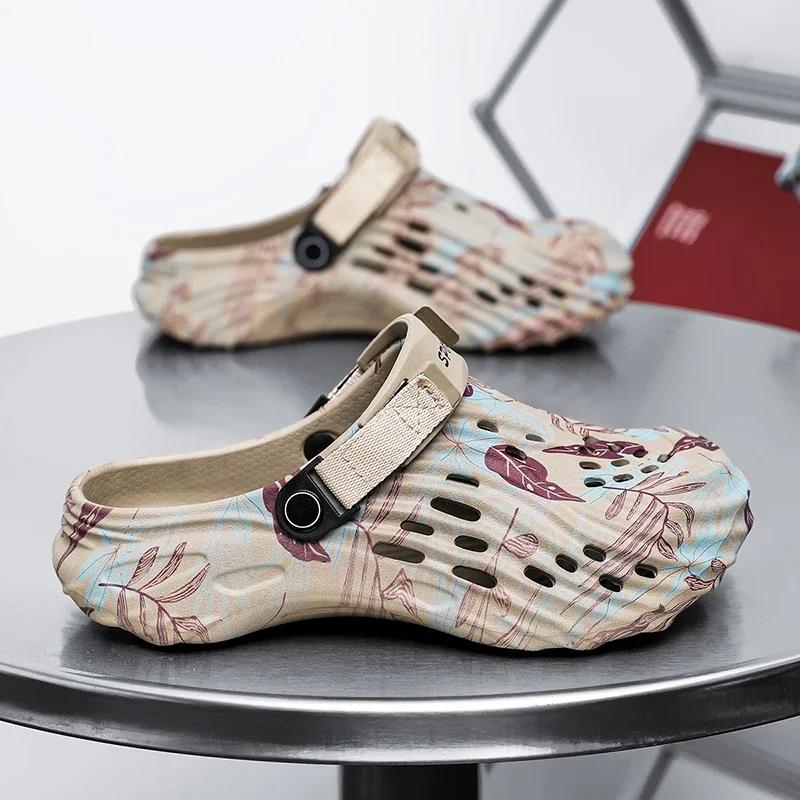 Summer Men Sandals Clogs Outdoor Garden Clogs Hole Shoes Male Casual Shoes Water Shoes Comfort Home Soft Slippers Plus Size 47