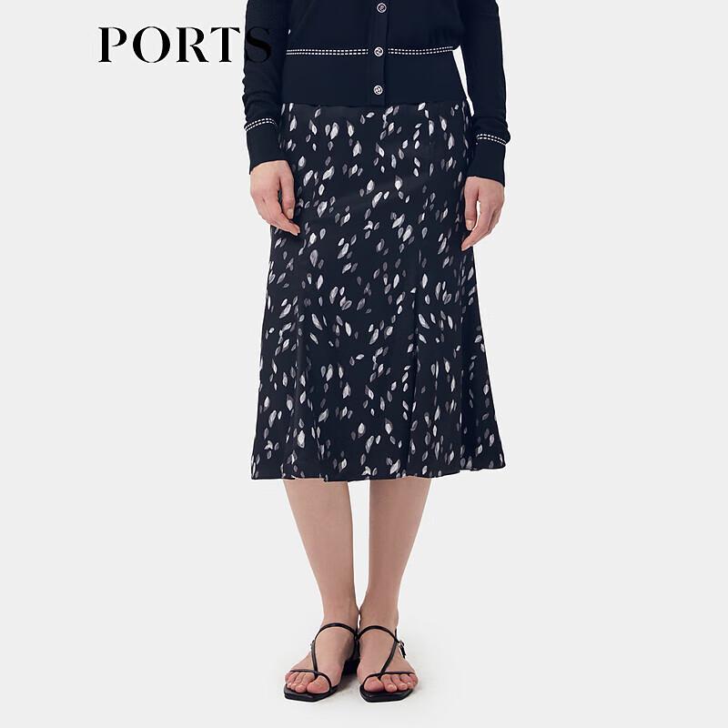 Ports Women's Retro Elegant Printed Fishtail Midi Skirt