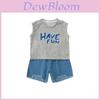 Baby Boy Summer Cotton Letter Print Sleeveless Shorts Set For Toddler Kids