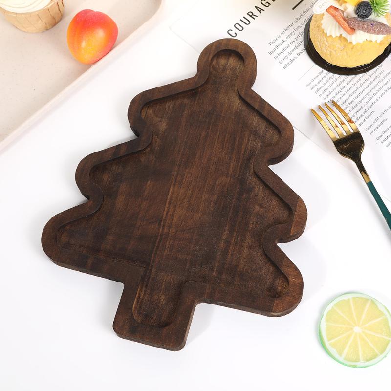 Creative Christmas Tree Shape Wooden Serving Tray For Candy Snacks Nuts Dry Fruits Breakfast Dessert Wedding Party Home Decor