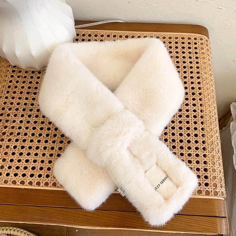 Flauschiger Pelzkragen Schal Damen Warmhalten Verdickender Pelz Schal Bunt Kreuz Winterschal Herbst Winter Kunstpelz Plüsch Elega