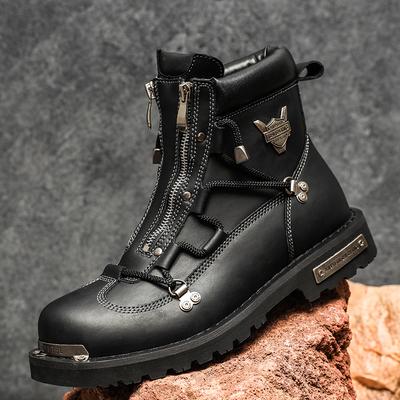 Boots Men High Top Boots Men's PU Leather Shoes Winter Fashion Boots Ankle Shoes Outdoor Sneakers Lace Up Non-Slip Ankle Boots Male Shoes.