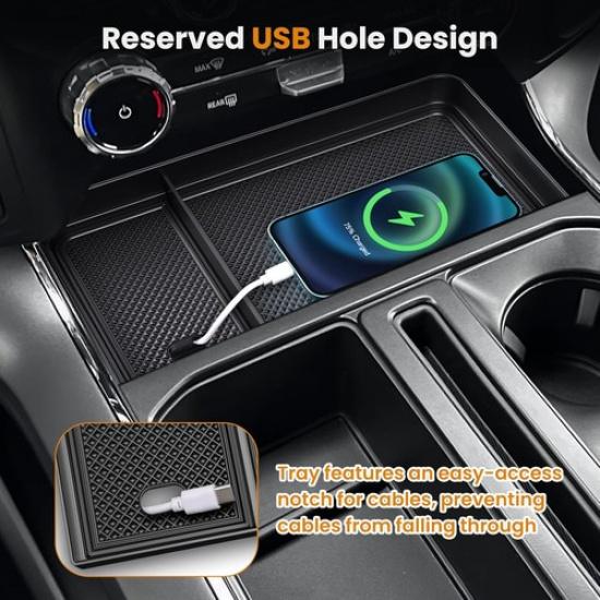 For -2025 Ford F150 Accessory Center Console Storage Box Cubby Storage Tray