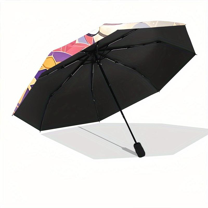 1pc Pretty Kuromi Pattern Umbrella, Fashionable, Personalized, High-Value Folding Umbrella, a Must-Have for Summer, 8-Rib Durable Iron Frame, Tri-Fold