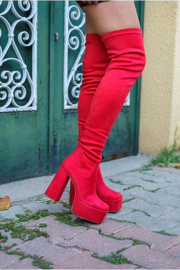 Women's Fashion Style Special Design Thick Heel Over The Knee Stretch Boots