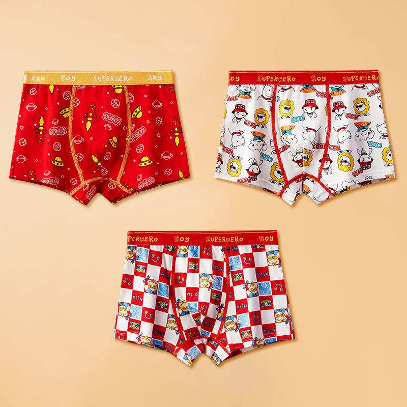 Year of the Horse Boys' Red Cotton Boxer Briefs - Medium & Large