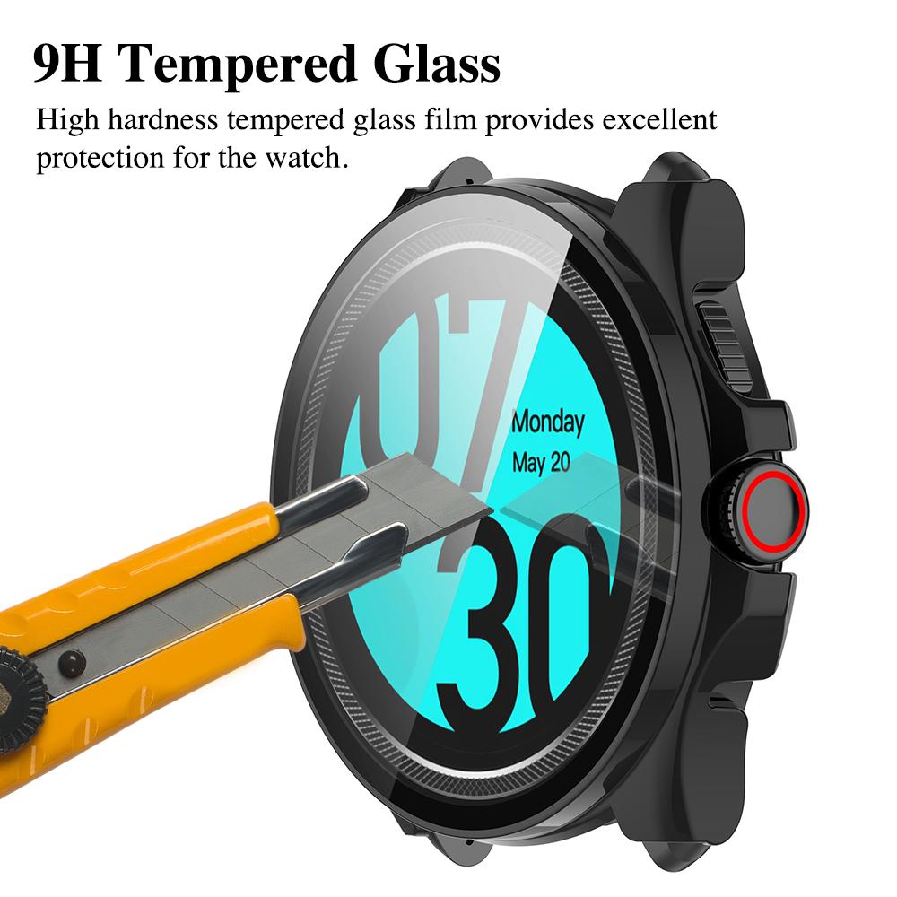 Glass+Hard Case for TicWatch Pro 5 Screen Protector Tempered Glass All-around Bumper Protection Cover Shell Accessories
