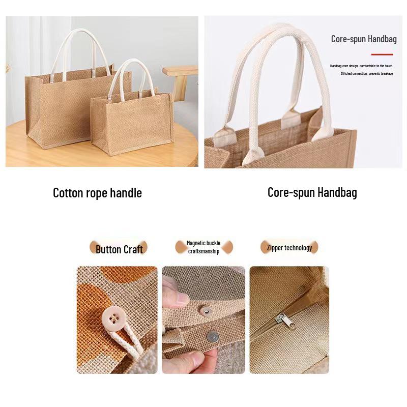 Muji Jute-Style Customizable Tote Bag - Film-Coated, Blank Linen for DIY Hand-Painting