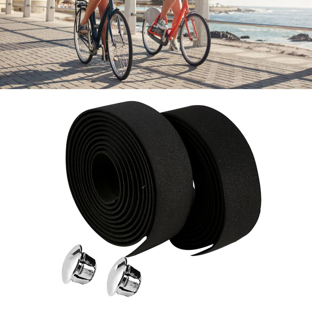 2PCS Bike Handlebar Tape Anti Slip Shock Absorption Wear Resistant Black Cycling Handle Wrap