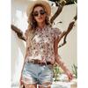 YYFS Dámská móda Ležérní Léto Jaro Květinový potisk Blůzy a košile s krátkým rukávem a výstřihem do V