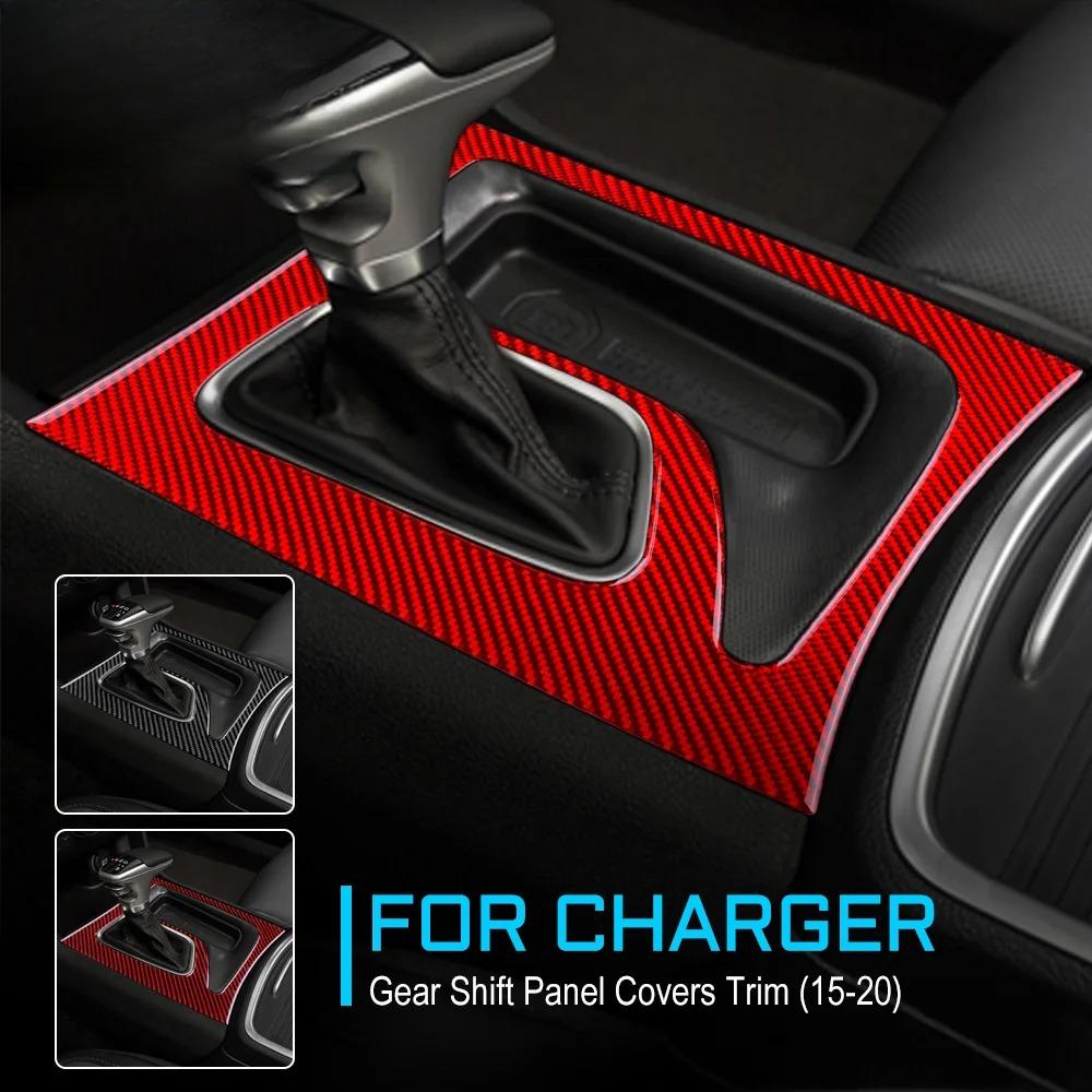 Real Carbon Fiber Gear Shift Panel Cover For Dodge Charger 2015-2016-2017-2018-2019-2020 Interior Trim Sticker Auto Accessories