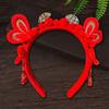 Headwear New Year Hair Hoop Embroidered Bow Ancient Style Hairband Cute Red Plush Headband  Gift