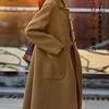 Podzim Zima Dámský Vlněný Kabát Střední Délky Volný Všestranný Trenčkot Vlněný Vrchní Oděv Top