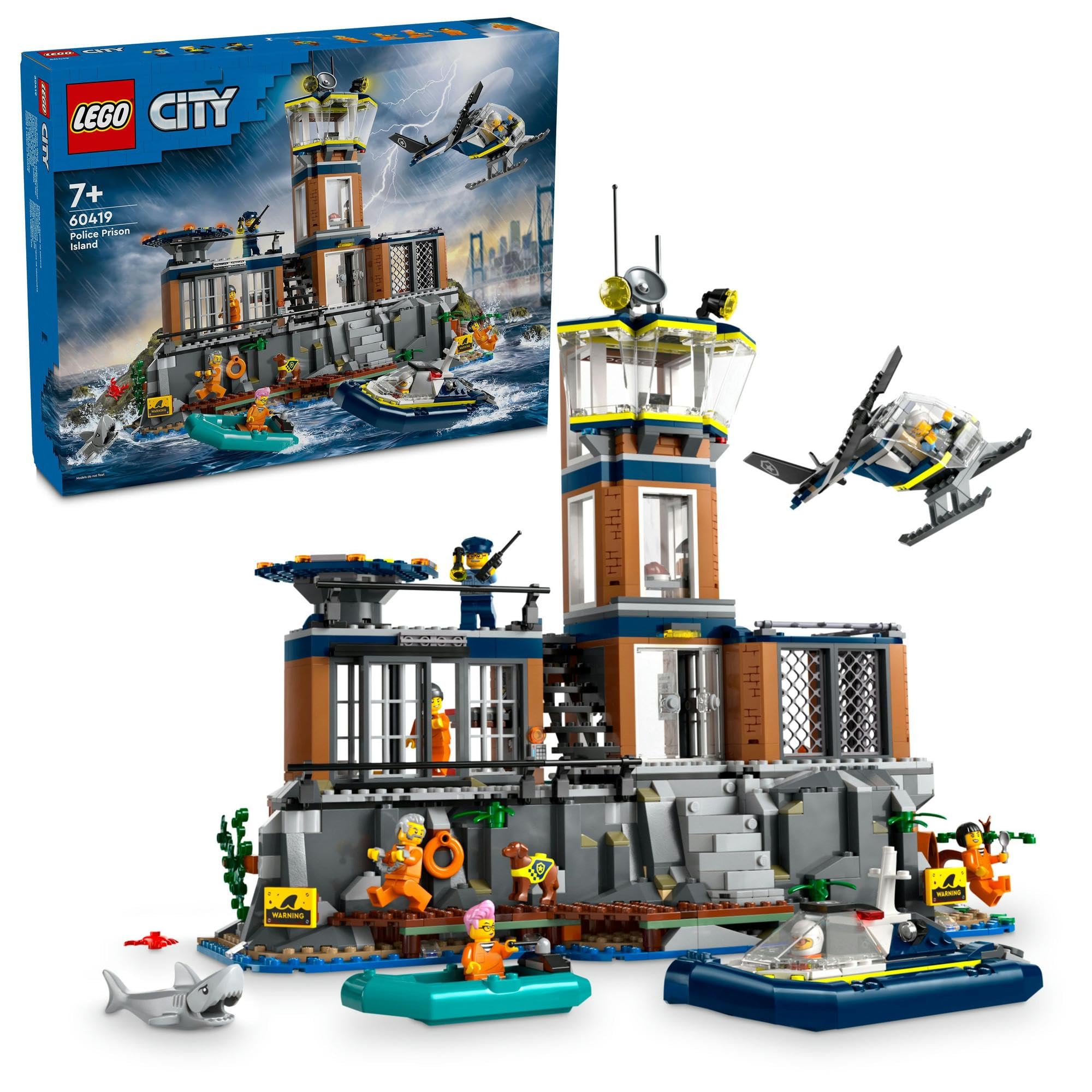 Игровой набор LEGO City Остров-тюрьма 60419 Полицейская машина, Минифигурка для детей, Мальчиков, Девочек 7-9 лет, Начальная школа