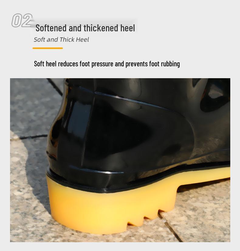 Shanghai Warrior 807 Men's Waterproof Non-Slip Wear-Resistant Black High-Top Rain Boots