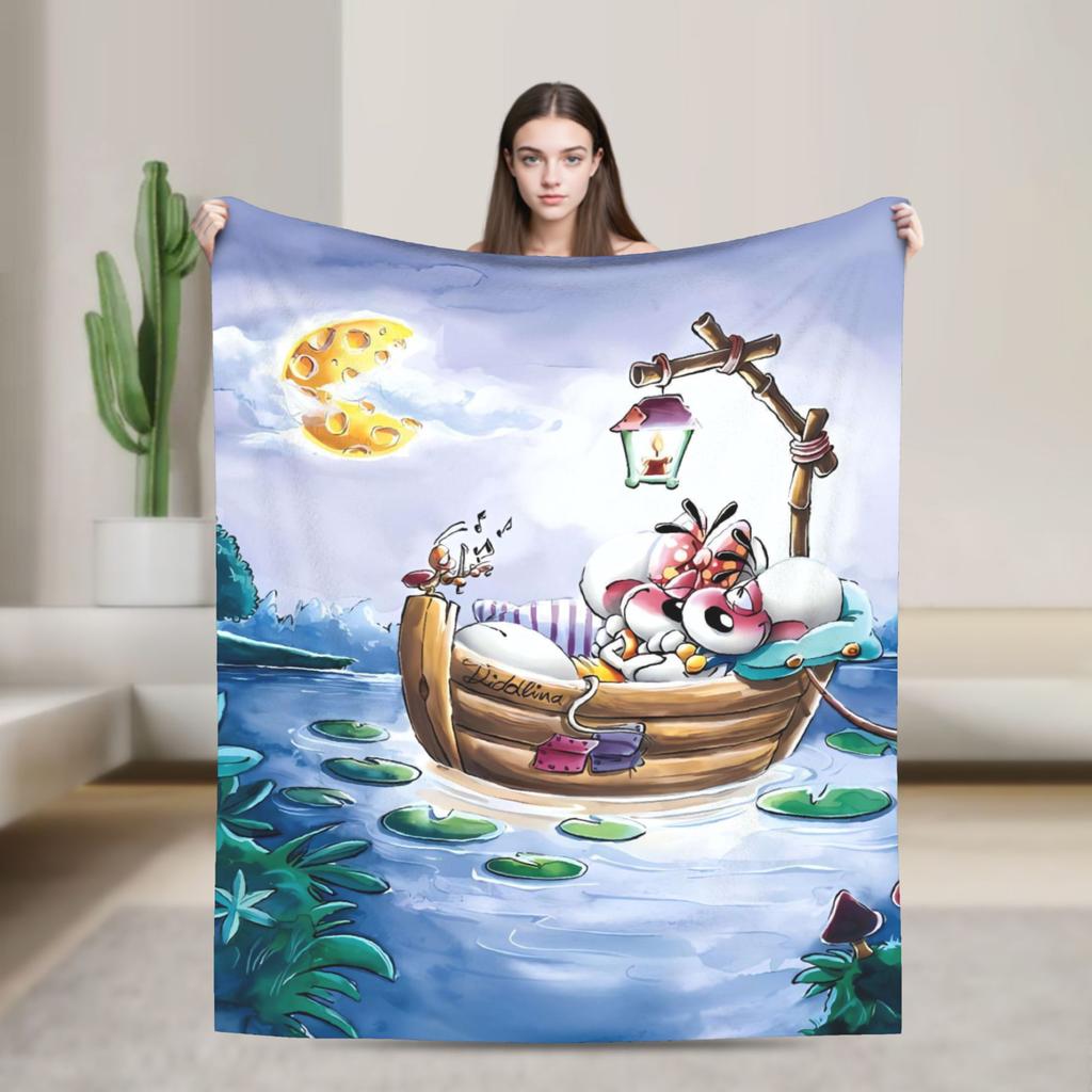 Good Night Diddl Flannel Blankets Winter Soft Durable Throw Blanket for Children Outdoor Novelty Bedspread Sofa Bed Cover
