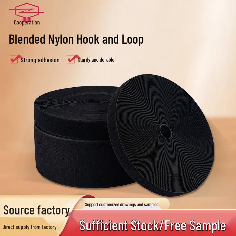 Durable Nylon Hook & Loop Fastener: Adhesive Surface, Cuttable, Long-lasting for Clothing & Bags.